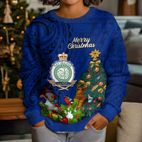 Niue Christmas Kid Ugly Christmas Sweater Coat of Arms and Polynesian Tattoo Xmas Element Christmas Blue Vibe LT03 - Polynesian Pride