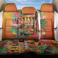 Hawaiian Honolulu Festival Back Car Seat Cover Hawaiian Identity - Hula Dancer and Ukulele Tropical Plants Style LT03 One Size Orange - Polynesian Pride