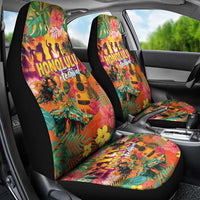 Hawaiian Honolulu Festival Car Seat Cover Hawaiian Identity - Hula Dancer and Ukulele Tropical Plants Style LT03 - Polynesian Pride