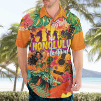 Hawaiian Honolulu Festival Hawaiian Shirt Hawaiian Identity - Hula Dancer and Ukulele Tropical Plants Style LT03 - Polynesian Pride