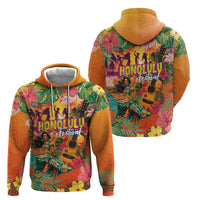 Hawaiian Honolulu Festival Hoodie Hawaiian Identity - Hula Dancer and Ukulele Tropical Plants Style LT03 - Polynesian Pride