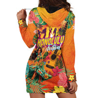 Hawaiian Honolulu Festival Hoodie Dress Hawaiian Identity - Hula Dancer and Ukulele Tropical Plants Style LT03 - Polynesian Pride
