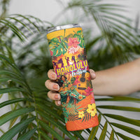 Hawaiian Honolulu Festival Skinny Tumbler Hawaiian Identity - Hula Dancer and Ukulele Tropical Plants Style LT03 - Polynesian Pride