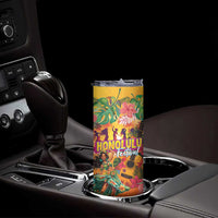 Hawaiian Honolulu Festival Skinny Tumbler Hawaiian Identity - Hula Dancer and Ukulele Tropical Plants Style LT03 - Polynesian Pride