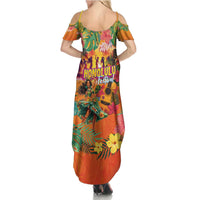 Hawaiian Honolulu Festival Summer Maxi Dress Hawaiian Identity - Hula Dancer and Ukulele Tropical Plants Style LT03 - Polynesian Pride