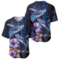Hawaiian Whales Love Couple Baseball Jersey Hibiscus and Kakau Art Tattoo Night Sky Vibe LT03 - Polynesian Pride