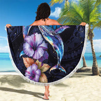 Hawaiian Whales Love Couple Beach Blanket Hibiscus and Kakau Art Tattoo Night Sky Vibe LT03 - Polynesian Pride