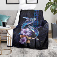 Hawaiian Whales Love Couple Blanket Hibiscus and Kakau Art Tattoo Night Sky Vibe LT03 - Polynesian Pride