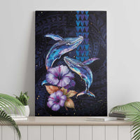 Hawaiian Whales Love Couple Canvas Wall Art Hibiscus and Kakau Art Tattoo Night Sky Vibe LT03 - Polynesian Pride