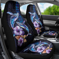 Hawaiian Whales Love Couple Car Seat Cover Hibiscus and Kakau Art Tattoo Night Sky Vibe LT03 - Polynesian Pride