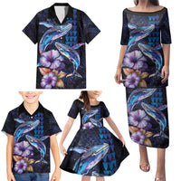 Hawaiian Whales Love Couple Family Matching Puletasi and Hawaiian Shirt Hibiscus and Kakau Art Tattoo Night Sky Vibe LT03 - Polynesian Pride