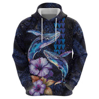 Hawaiian Whales Love Couple Hoodie Hibiscus and Kakau Art Tattoo Night Sky Vibe LT03 - Polynesian Pride