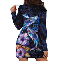 Hawaiian Whales Love Couple Hoodie Dress Hibiscus and Kakau Art Tattoo Night Sky Vibe LT03 - Polynesian Pride