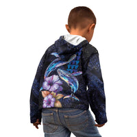 Hawaiian Whales Love Couple Kid Hoodie Hibiscus and Kakau Art Tattoo Night Sky Vibe LT03 - Polynesian Pride