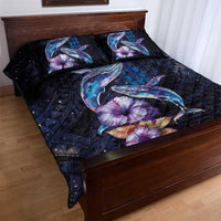 Hawaiian Whales Love Couple Quilt Bed Set Hibiscus and Kakau Art Tattoo Night Sky Vibe LT03 - Polynesian Pride