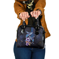 Hawaiian Whales Love Couple Shoulder Handbag Hibiscus and Kakau Art Tattoo Night Sky Vibe LT03 One Size Navy - Polynesian Pride