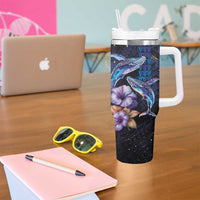 Hawaiian Whales Love Couple Tumbler With Handle Hibiscus and Kakau Art Tattoo Night Sky Vibe LT03 - Polynesian Pride