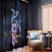 Hawaiian Whales Love Couple Window Curtain Hibiscus and Kakau Art Tattoo Night Sky Vibe LT03 - Polynesian Pride