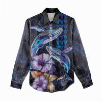 Hawaiian Whales Love Couple Women Casual Shirt Hibiscus and Kakau Art Tattoo Night Sky Vibe LT03 - Polynesian Pride