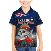 New Zealand ANZAC Day Family Matching Mermaid Dress and Hawaiian Shirt Freedom Ain't Free LT05 Son's Shirt Blue - Polynesian Pride