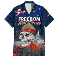 New Zealand ANZAC Day Family Matching Tank Maxi Dress and Hawaiian Shirt Freedom Ain't Free LT05 Dad's Shirt - Short Sleeve Blue - Polynesian Pride
