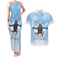New Zealand Sky Diving Couples Matching Tank Maxi Dress and Hawaiian Shirt Lets Get High LT05 Blue - Polynesian Pride