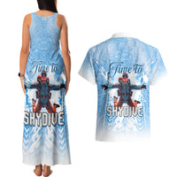 New Zealand Sky Diving Couples Matching Tank Maxi Dress and Hawaiian Shirt Lets Get High LT05 - Polynesian Pride