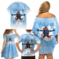 New Zealand Sky Diving Family Matching Off Shoulder Short Dress and Hawaiian Shirt Lets Get High LT05 - Polynesian Pride