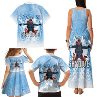New Zealand Sky Diving Family Matching Tank Maxi Dress and Hawaiian Shirt Lets Get High LT05 - Polynesian Pride