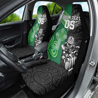 New Zealand And Ireland Rugby Custom Car Seat Cover Maori Tiki With Shamrock LT05 - Polynesian Pride