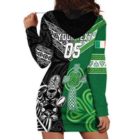 New Zealand And Ireland Rugby Custom Hoodie Dress Maori Tiki With Shamrock LT05 - Polynesian Pride