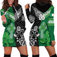 New Zealand And Ireland Rugby Custom Hoodie Dress Maori Tiki With Shamrock LT05 - Polynesian Pride
