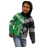 New Zealand And Ireland Rugby Custom Kid Hoodie Maori Tiki With Shamrock LT05 - Polynesian Pride