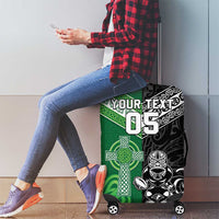 New Zealand And Ireland Rugby Custom Luggage Cover Maori Tiki With Shamrock LT05 - Polynesian Pride