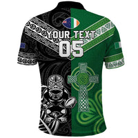 New Zealand And Ireland Rugby Custom Polo Shirt Maori Tiki With Shamrock LT05 - Polynesian Pride