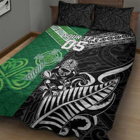 New Zealand And Ireland Rugby Custom Quilt Bed Set Maori Tiki With Shamrock LT05 - Polynesian Pride