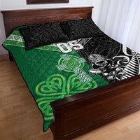 New Zealand And Ireland Rugby Custom Quilt Bed Set Maori Tiki With Shamrock LT05 - Polynesian Pride