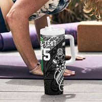 New Zealand And Ireland Rugby Custom Tumbler With Handle Maori Tiki With Shamrock LT05 - Polynesian Pride