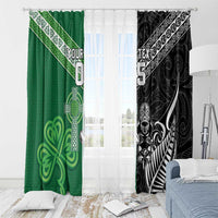 New Zealand And Ireland Rugby Custom Window Curtain Maori Tiki With Shamrock LT05 - Polynesian Pride