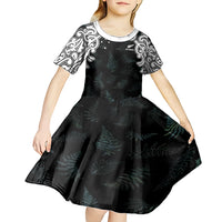 Custom New Zealand Fern Women Rugby Kid Short Sleeve Dress Maori Pattern LT05 - Polynesian Pride