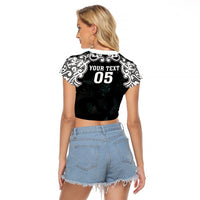 Custom New Zealand Fern Women Rugby Raglan Cropped T Shirt Maori Pattern LT05 - Polynesian Pride