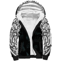 Custom New Zealand Fern Women Rugby Sherpa Hoodie Maori Pattern LT05 Unisex Black - Polynesian Pride