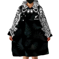 Custom New Zealand Fern Women Rugby Wearable Blanket Hoodie Maori Pattern LT05 - Polynesian Pride