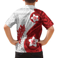 Samoa Teuila 2024 Family Matching Off The Shoulder Long Sleeve Dress and Hawaiian Shirt Samoan Siapo Pattern Red Version LT05 - Polynesian Pride