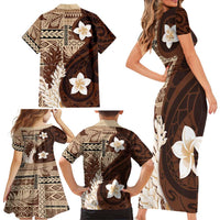 Samoa Teuila 2024 Family Matching Short Sleeve Bodycon Dress and Hawaiian Shirt Samoan Siapo Pattern Brown Version LT05 - Polynesian Pride