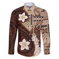 Samoa Teuila 2024 Family Matching Short Sleeve Bodycon Dress and Hawaiian Shirt Samoan Siapo Pattern Brown Version LT05 Dad's Shirt - Long Sleeve Brown - Polynesian Pride