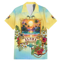 Aloha Hawaii Turtle Family Matching Mermaid Dress and Hawaiian Shirt Retro Style LT05 Dad's Shirt - Short Sleeve Beige - Polynesian Pride