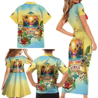 Aloha Hawaii Turtle Family Matching Short Sleeve Bodycon Dress and Hawaiian Shirt Retro Style LT05 - Polynesian Pride