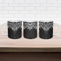 New Zealand Aotearoa Ceramic Mug Maori Manta Ray Moko Black - Polynesian Pride