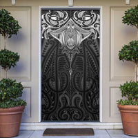 New Zealand Aotearoa Door Cover Maori Manta Ray Moko Black LT05 Black - Polynesian Pride